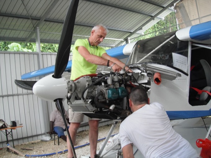 Enrico and Paolino checking the sea plane